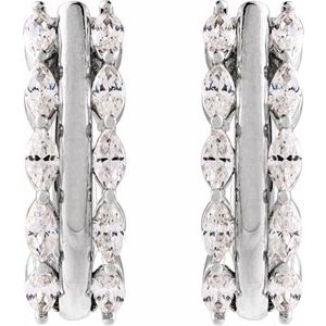 14K Yellow 5/8 CTW Natural Diamond Hinged 15 mm Hoop Earrings