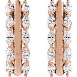 14K Yellow 5/8 CTW Natural Diamond Hinged 15 mm Hoop Earrings
