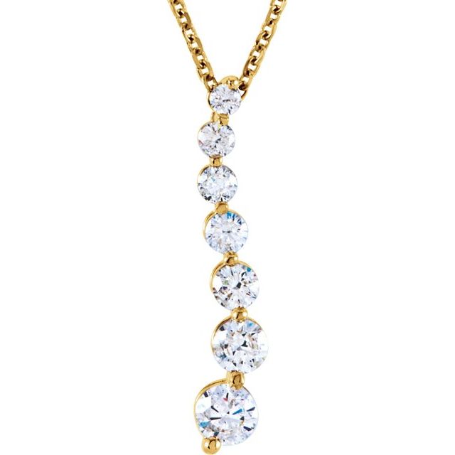 1/2 Ctw Journey Graduated Drop Diamond Necklace - 14K Gold (Y Or W) 14K Yellow Earrings