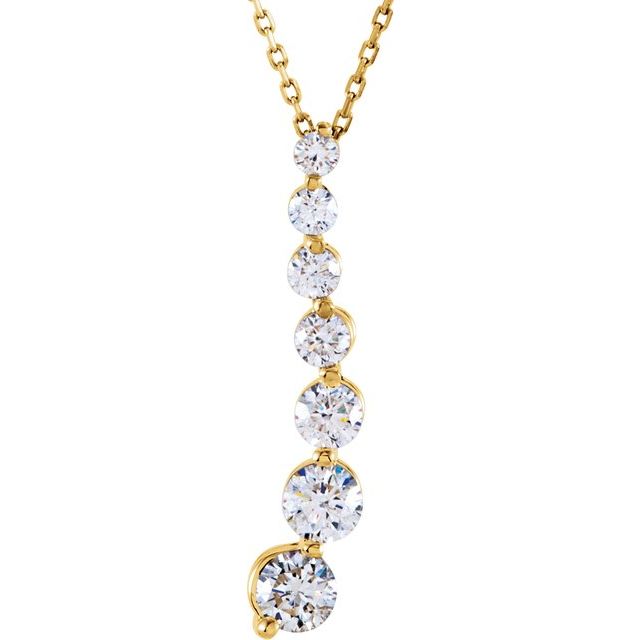 1 Ctw Journey Graduated Drop Diamond Necklace - 14K Gold (Y Or W) 14K Yellow Earrings