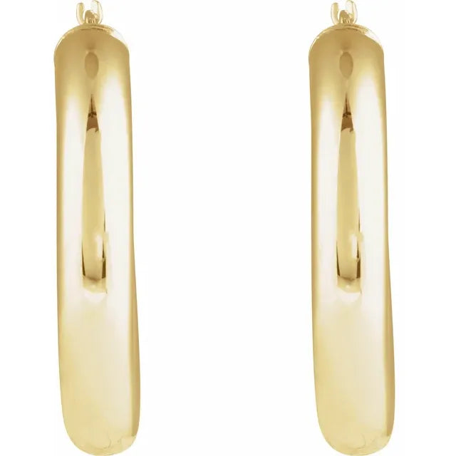 Tube Hoop Earrings 30mm - 14K Yellow Gold