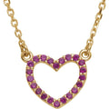 14K Yellow Natural Ruby Heart 18" Necklace