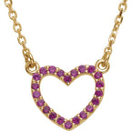 14K Yellow Natural Ruby Heart 18" Necklace