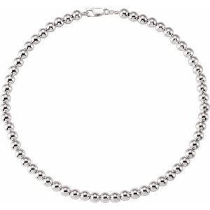 Sterling Silver 8 mm Bead 7" Chain 
