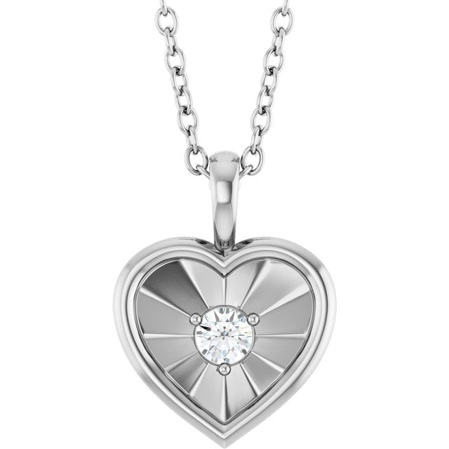 Sterling Silver 1/10 CT Natural Diamond Heart 18" Necklace