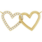 14K Yellow 1/8 CTW Natural Diamond Petite Double Interlocking Heart Necklace Center