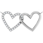 Platinum 1/8 CTW Natural Diamond Petite Double Interlocking Heart Necklace Center