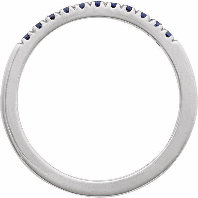 14K White Lab-Grown Blue Sapphire Stackable Ring