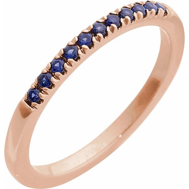 14K Rose Lab-Grown Blue Sapphire Stackable Rin