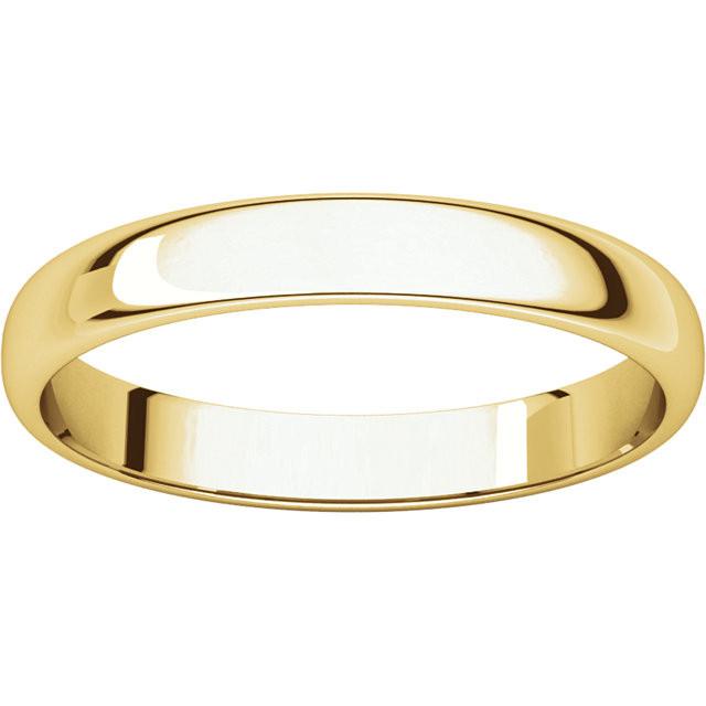 3mm Half Round Light Wedding Band Stackable Ring - 14k Gold (Y, W, or R), Palladium, Platinum, Sterling Silver