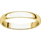 3mm Half Round Light Wedding Band Stackable Ring - 14k Gold (Y, W, or R), Palladium, Platinum, Sterling Silver