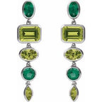14K Yellow Natural Peridot & Lab-Grown Emerald Dangle Earrings