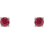 14K White 2.5 mm Lab-Grown Ruby Earrings