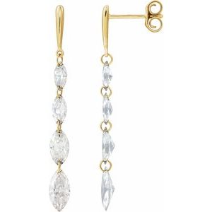 14K Yellow 1 1/2 CTW Lab-Grown Diamond Drilled Diamond Earrings