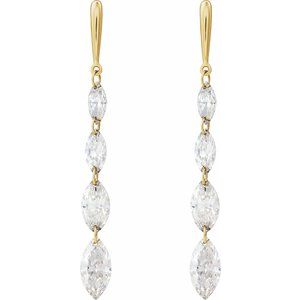 14K Yellow 1 1/2 CTW Lab-Grown Diamond Drilled Diamond Earrings