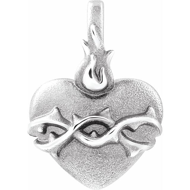 Sterling Silver Sacred Heart Pendant