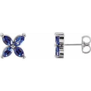 14K Yellow Lab-Grown Blue Sapphire Earrings