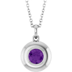 Natural Heart Amethyst Bubble Button Solitaire 16-18" Necklace or Pendant - 14k Gold (Yellow, Rose or White), Platinum or Sterling Silver