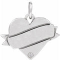 14K White .005 CT Natural Diamond Engravable Heart Pendant