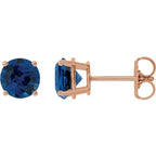 14K Rose 6 mm Lab-Grown Blue Sapphire Earrings
