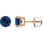14K Rose 6 mm Lab-Grown Blue Sapphire Earrings