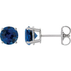 14K White 6 mm Lab-Grown Blue Sapphire Earrings