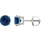 14K White 6 mm Lab-Grown Blue Sapphire Earrings
