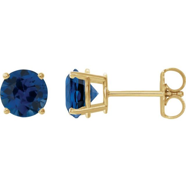 14K Yellow 6 mm Lab-Grown Blue Sapphire Earrings