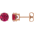 14K Rose 6 mm Lab-Grown Ruby Earrings