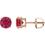 14K Rose 6 mm Lab-Grown Ruby Earrings
