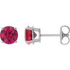 14K White 6 mm Lab-Grown Ruby Earrings
