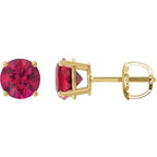 14K Yellow 6 mm Lab-Grown Ruby Earrings