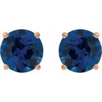 14K Rose 6 mm Lab-Grown Blue Sapphire Earrings