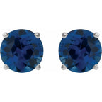 14K White 5 mm Natural Blue Sapphire Earrings