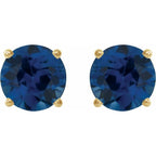 14K Yellow 5 mm Natural Blue Sapphire Earrings