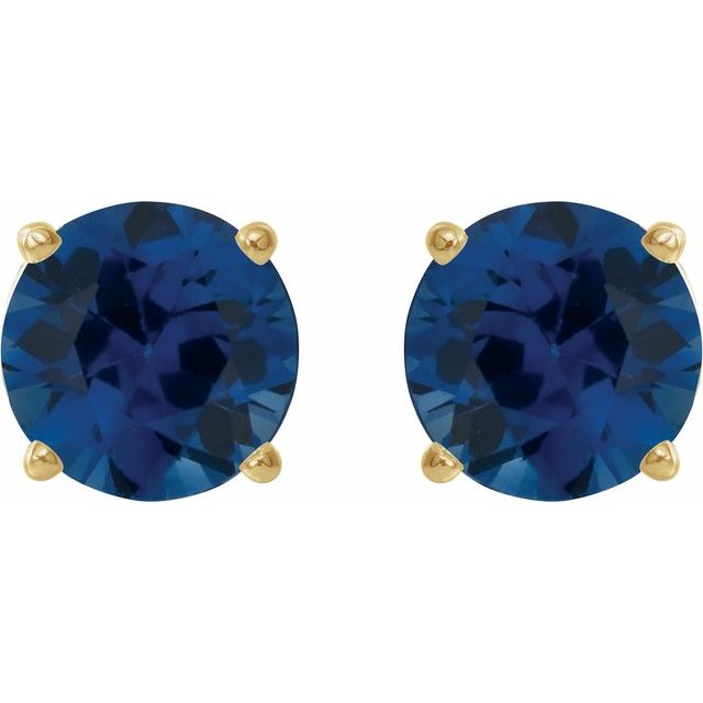 14K Yellow 5 mm Natural Blue Sapphire Earrings