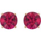 14K Rose 5 mm Natural Ruby Earrings