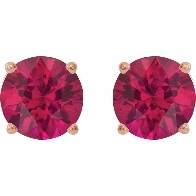 14K Rose 5 mm Lab-Grown Ruby Earrings