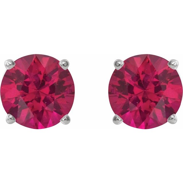 14K White 5 mm Natural Ruby Earrings