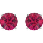 14K White 6 mm Lab-Grown Ruby Earrings