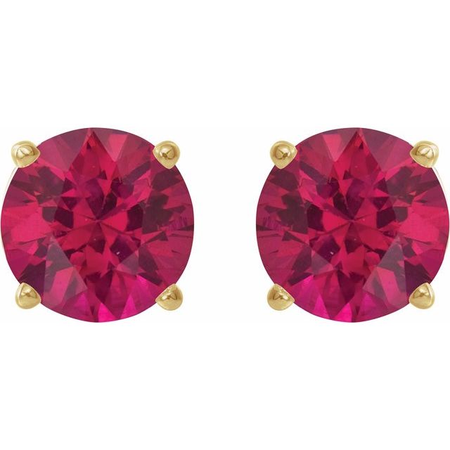 14K Yellow 5 mm Lab-Grown Ruby Earrings