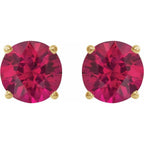 14K Yellow 5 mm Lab-Grown Ruby Earrings