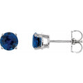 14K White 5 mm Natural Blue Sapphire Earrings