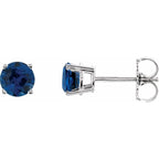 14K White 5 mm Lab-Grown Blue Sapphire Earrings