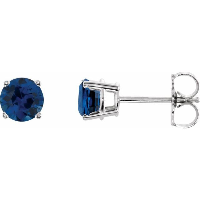 14K White 5 mm Lab-Grown Blue Sapphire Earrings