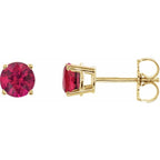 14K Yellow 5 mm Lab-Grown Ruby Earrings