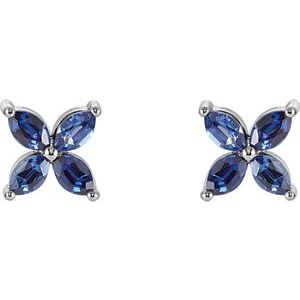 14K Yellow Lab-Grown Blue Sapphire Earrings
