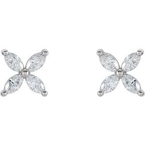 14K Yellow 1/2 CTW Natural Diamond Cluster Earrings
