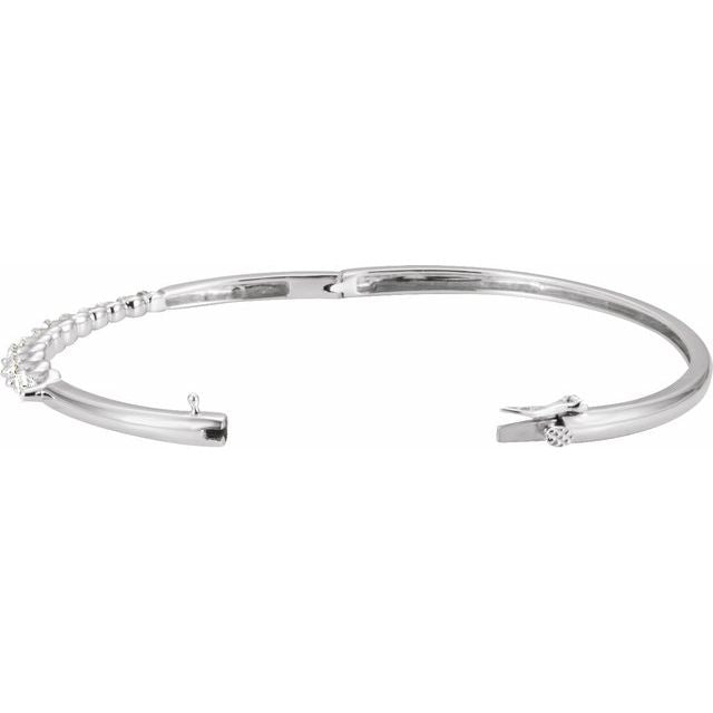 1 Ctw Natural Diamond Journey Hinged Bangle 6 1/2 Bracelet - 14K White Gold Bracelet