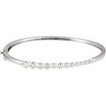 1 Ctw Natural Diamond Journey Hinged Bangle 6 1/2 Bracelet - 14K White Gold Bracelet